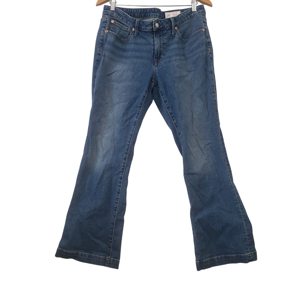 GAP Long & Lean Jeans Womens 31 12S Blue Low Rise Flare Stretch Denim Streetwear